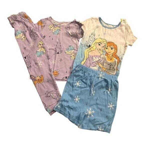 Disney Frozen Girls 4 Piece Pajama Set, Size 6 - Picture 2 of 6